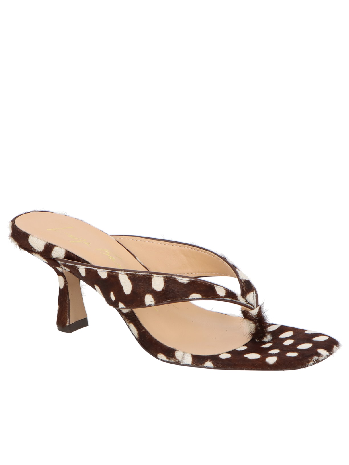 Mule Feminino Salto Média Em Couro Bambi Animal Print Luiza Barcelos