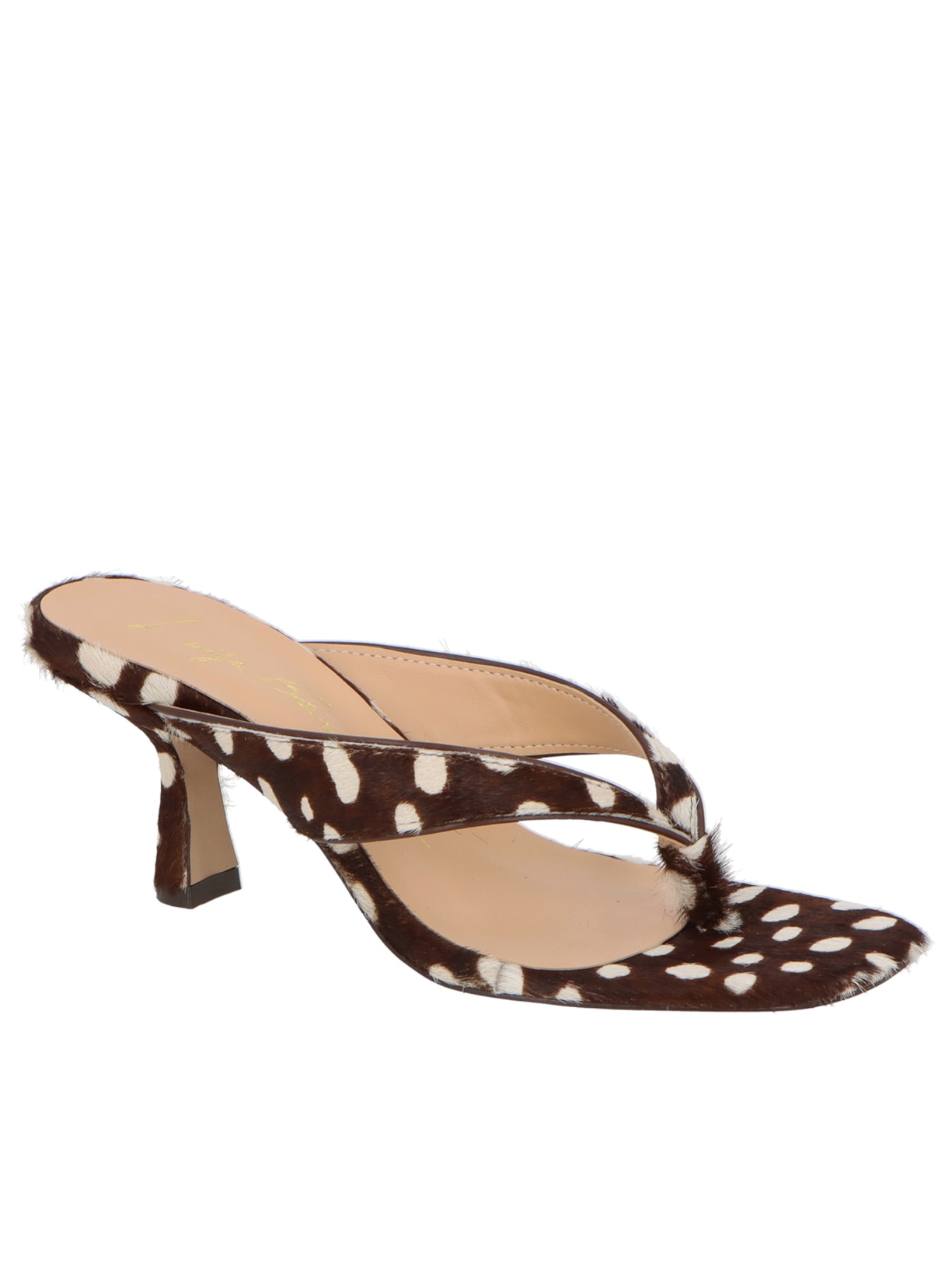 Mule Feminino Salto Médio Em Couro Bambi Animal Print Luiza Barcelos