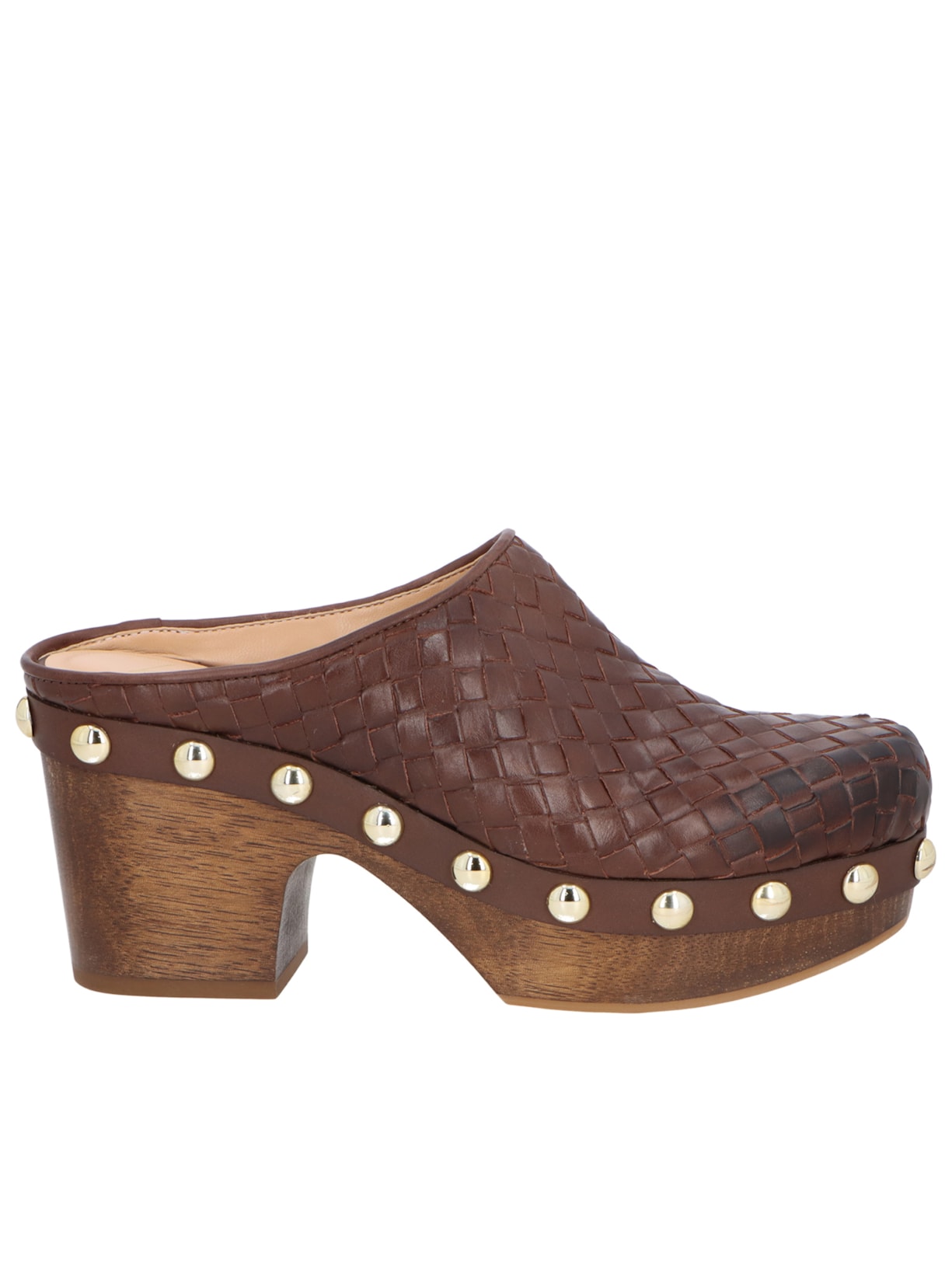 Mule Feminino Salto Médio Mogno Marrom Luiza Barcelos