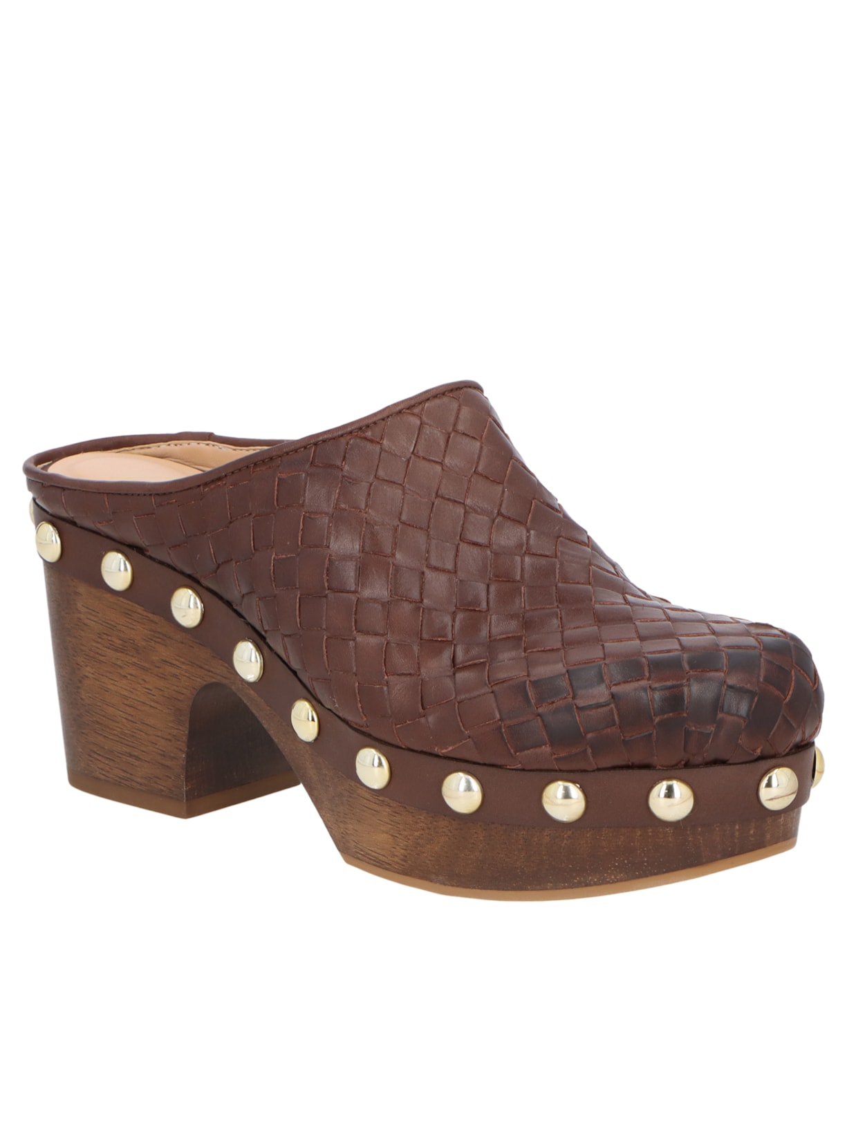 Mule Feminino Salto Médio Mogno Marrom Luiza Barcelos