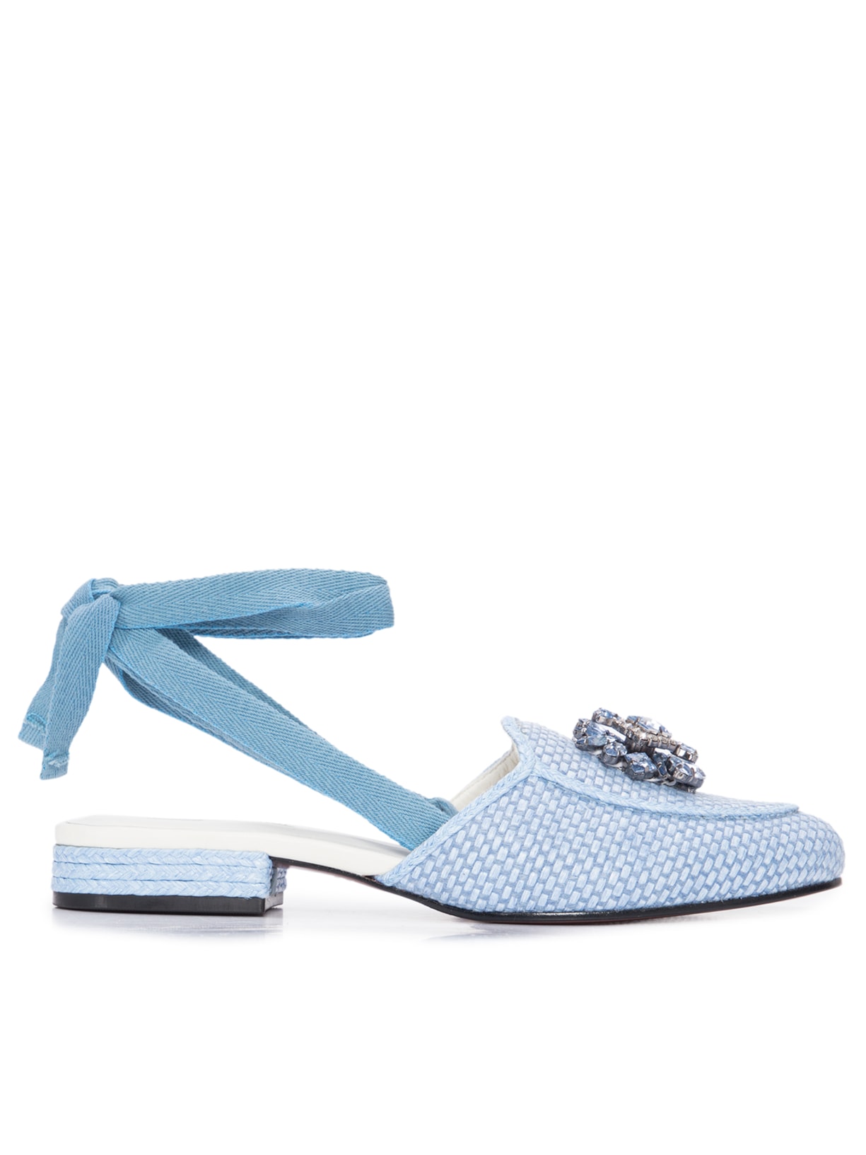 Mule Feminino Slip On Palha - Azul