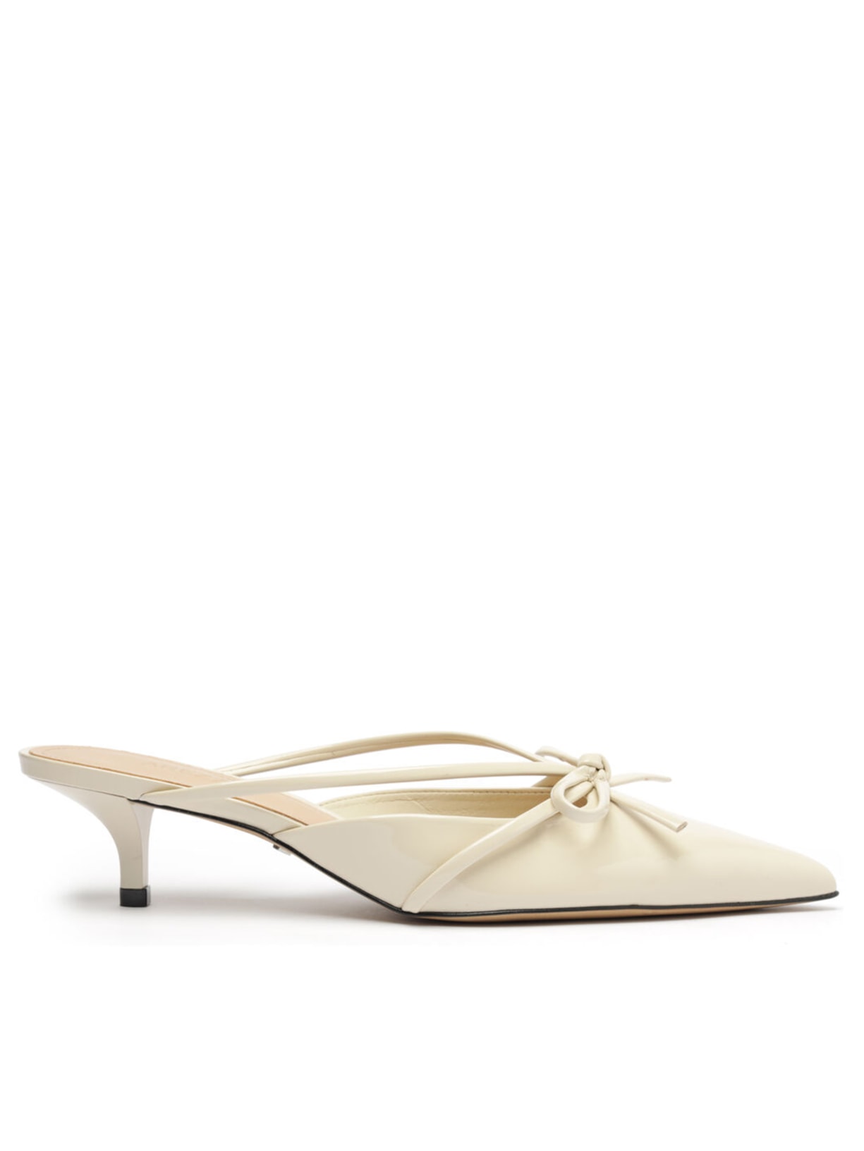 Mule Feminino Verniz Salto Kitten Laço - Branco