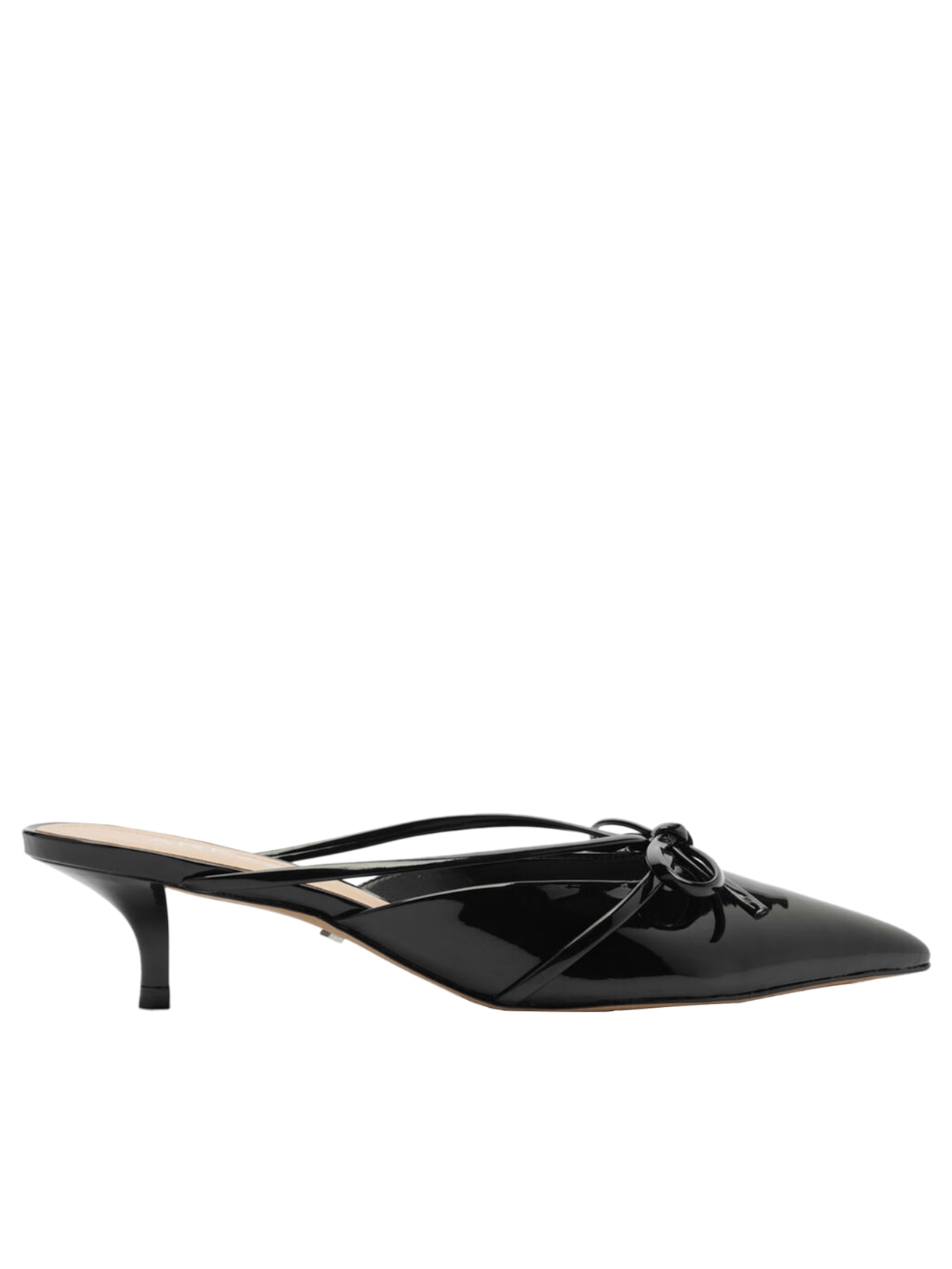 Mule Feminino Verniz Salto Kitten Laço - Preto