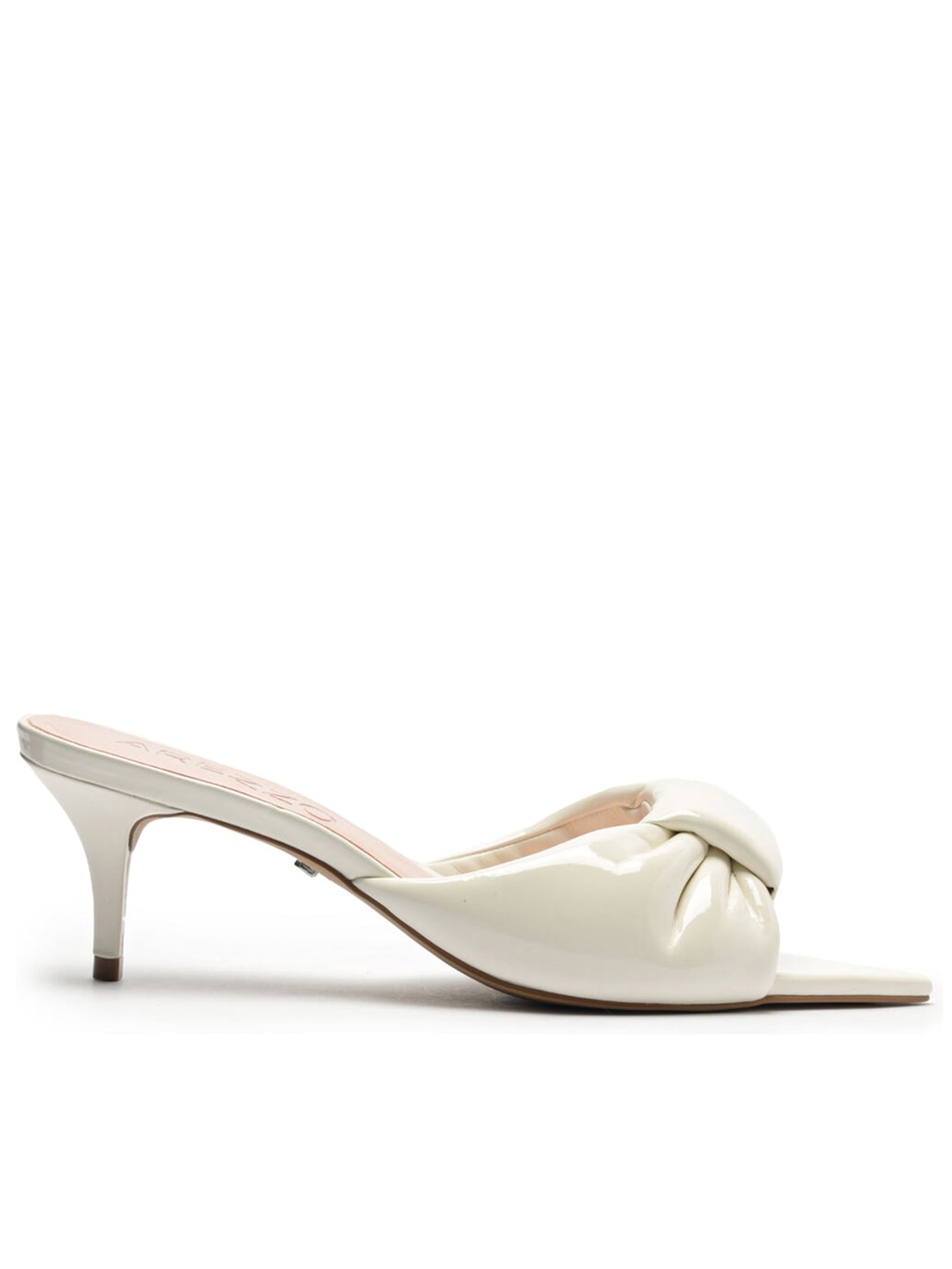 Mule Feminino Verniz Salto Kitten Puffer - Off White