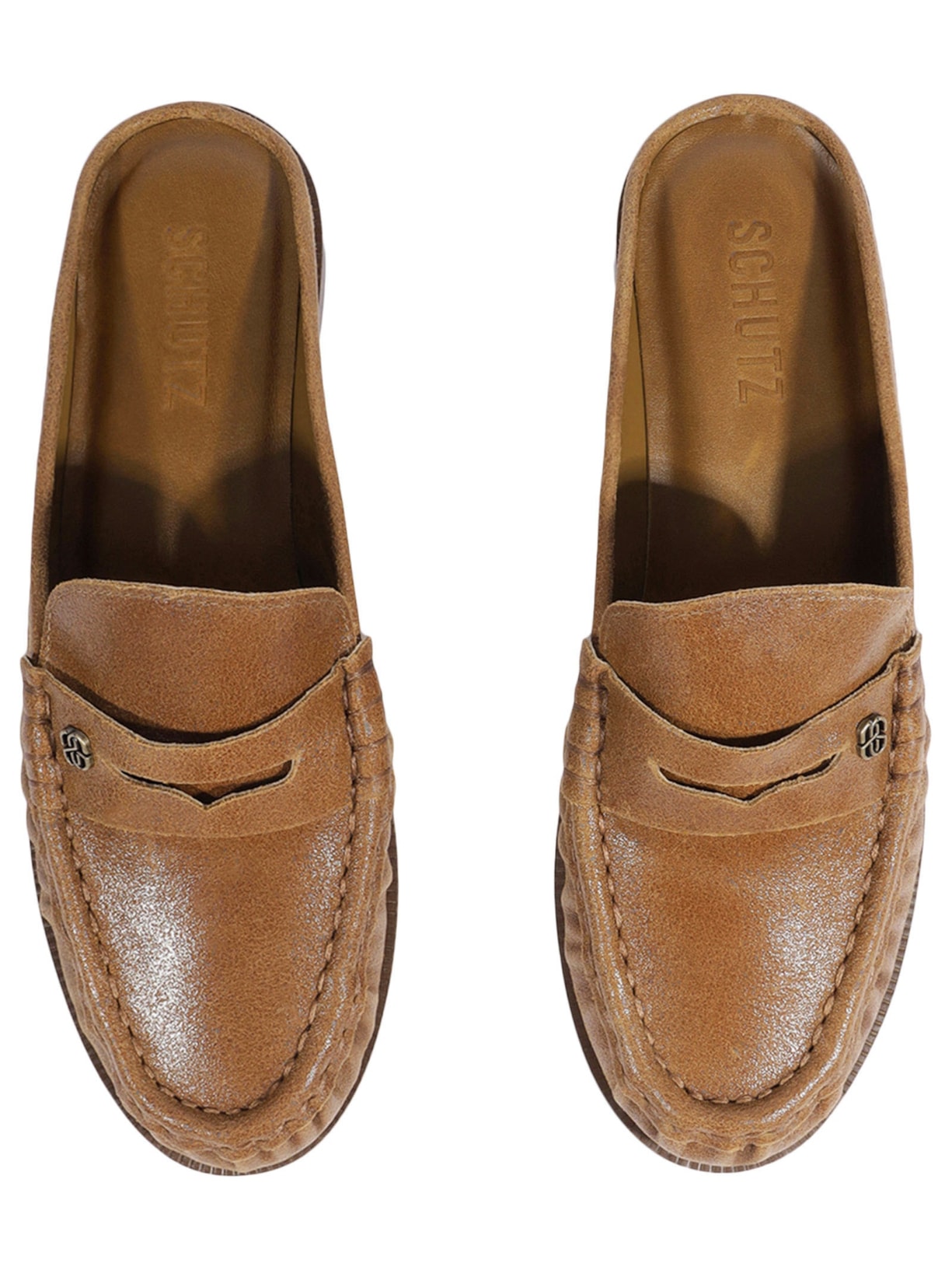 Mule Mocassim Feminino Tyche Couro Marrom Schutz