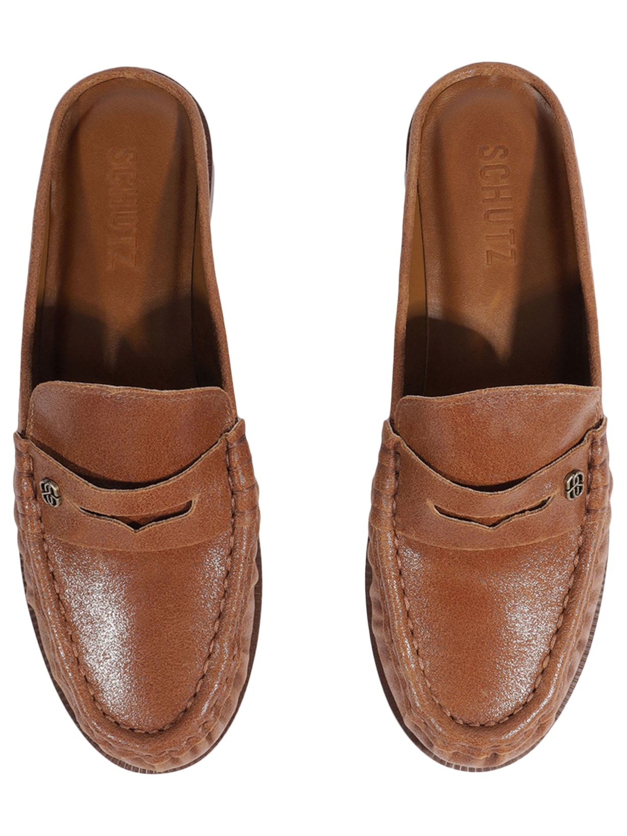 Mule Mocassim Feminino Tyche Couro Marrom Schutz