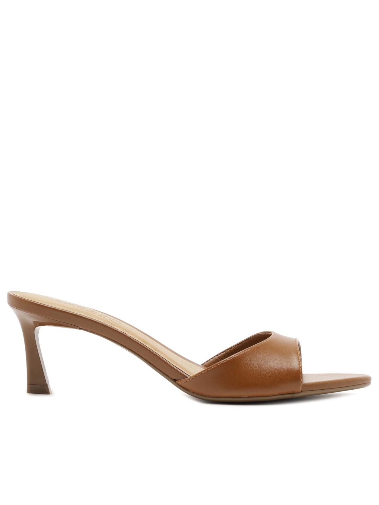 Mule Salto Médio Fino Tira Única – Marrom