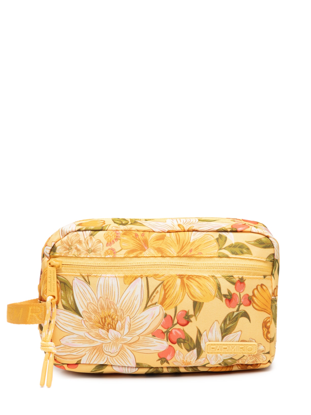 Necessaire Feminina Amô Floral Ararajuba Amarelo Farm Etc