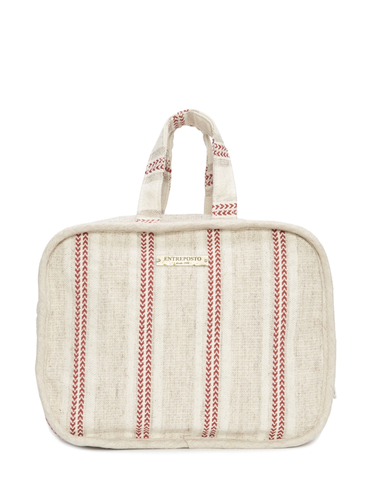 Necessaire Lista Sargento Magenta - Bege