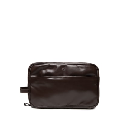 Necessaire Masculina de Viagem Grande em Couro  - Marrom