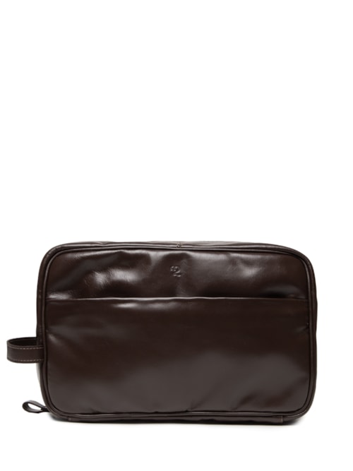 Necessaire Masculina de Viagem Grande em Couro - Marrom