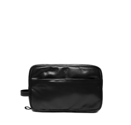 Necessaire Masculina de Viagem Grande em Couro  - Preto