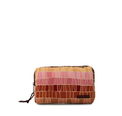 Necessaire Ora Bolas M Listra Mosaico - Marrom