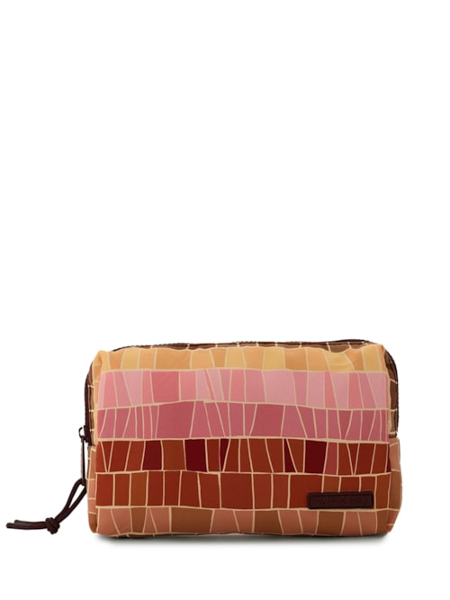 Necessaire Ora Bolas M Listra Mosaico - Marrom