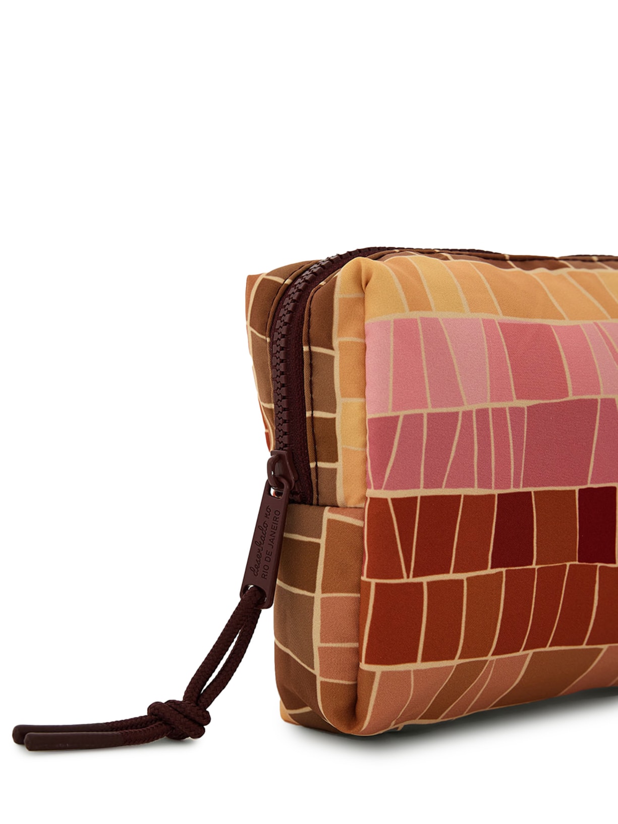 Necessaire Ora Bolas M Listra Mosaico Marrom Farm Etc