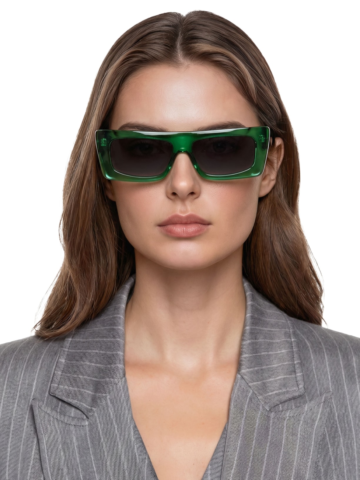 Óculos De Sol Feminino Adulto Nyc Transparente Degradê Verde Helena Bordon