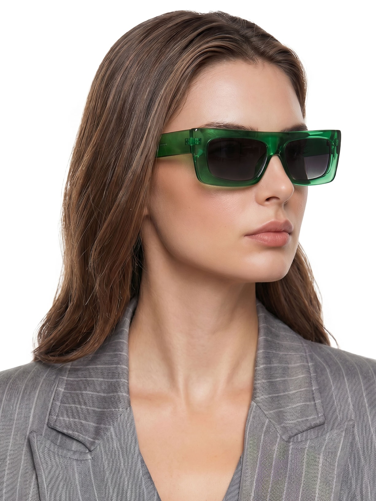 Óculos De Sol Feminino Adulto Nyc Transparente Degradê Verde Helena Bordon