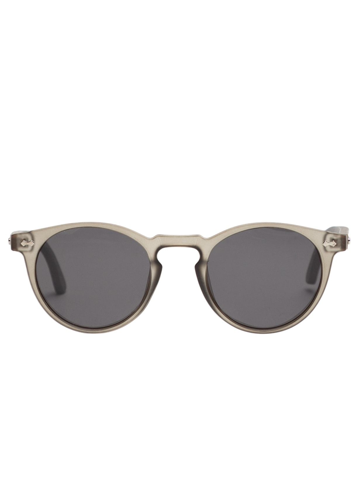 Óculos de Sol Feminino Redondo Haste Bambu - Cinza