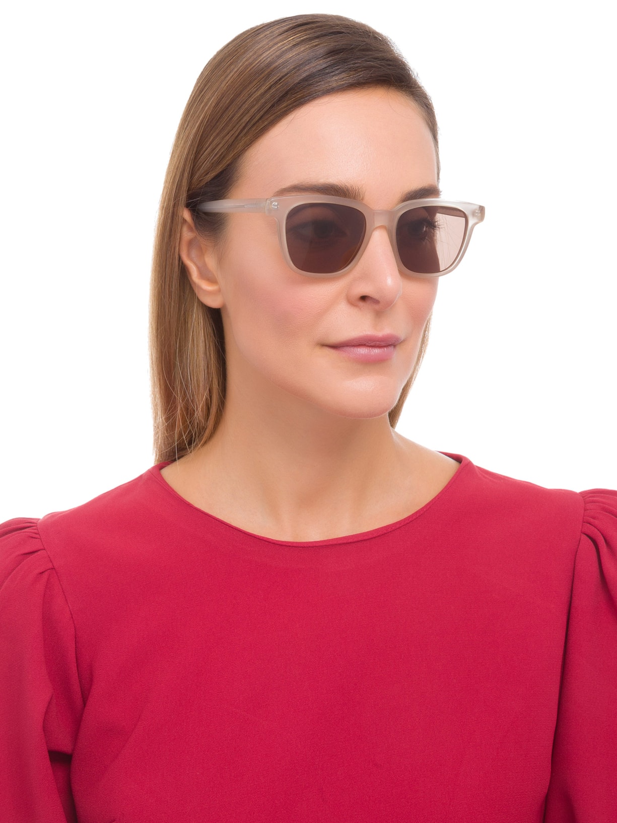 Óculos de Sol Feminino São Paulo Transparente Bege Helena Bordon