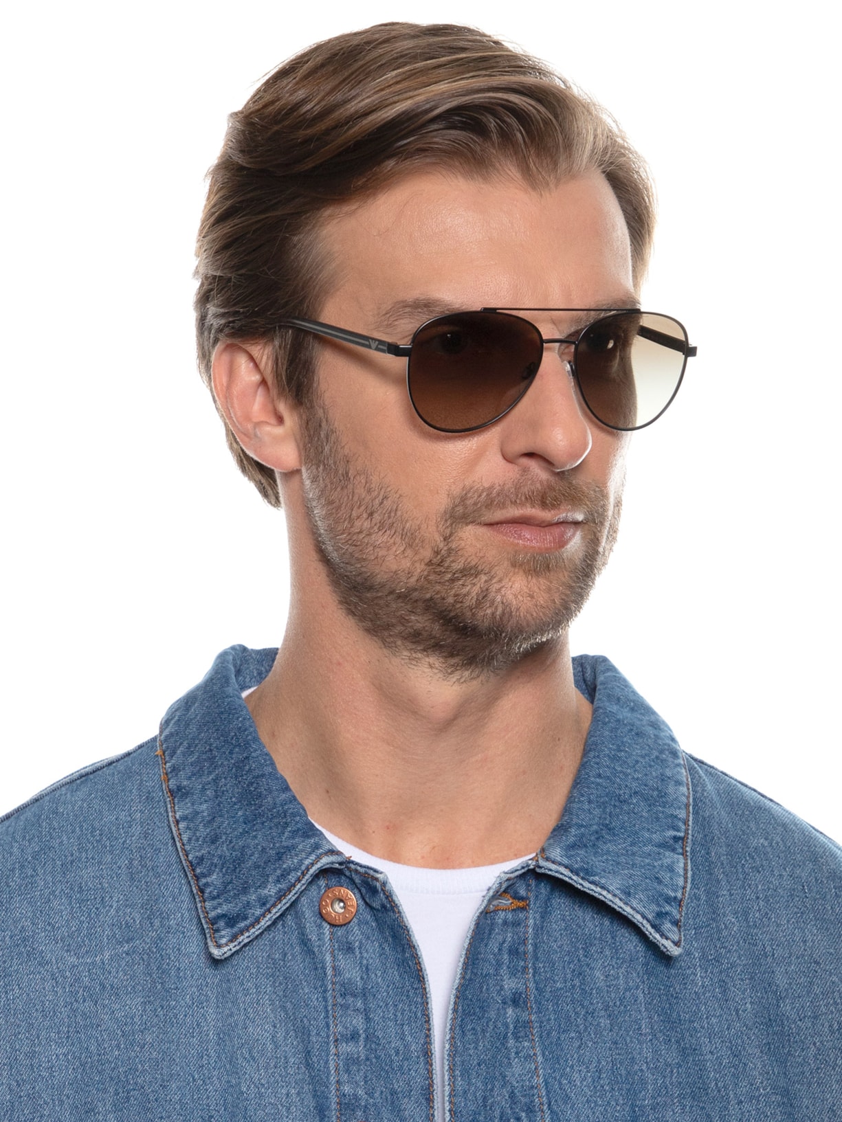 Óculos De Sol Masculino Aviador Preto Emporio Armani