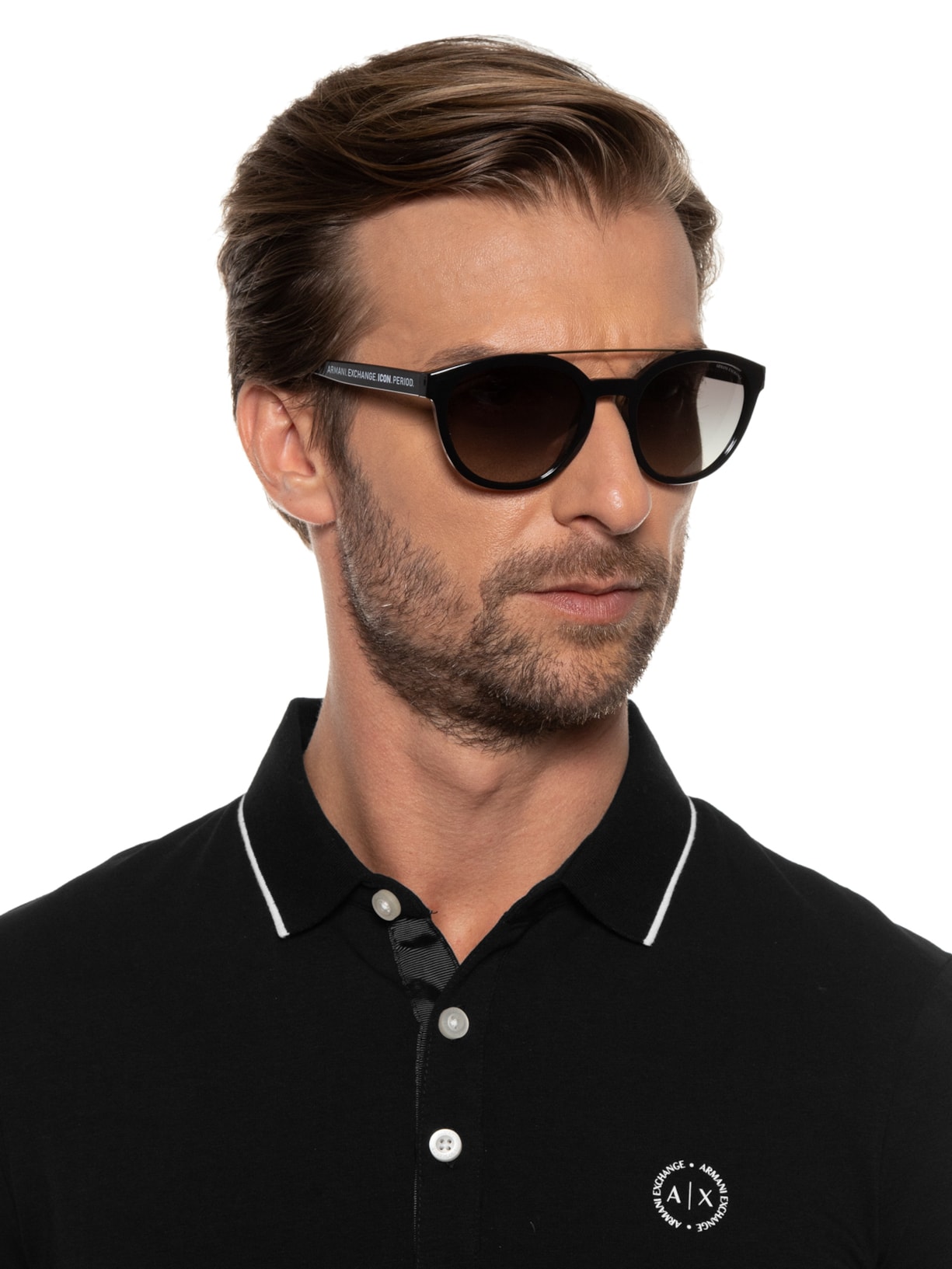 óculos De Sol Masculino Redondo Preto Armani Exchange