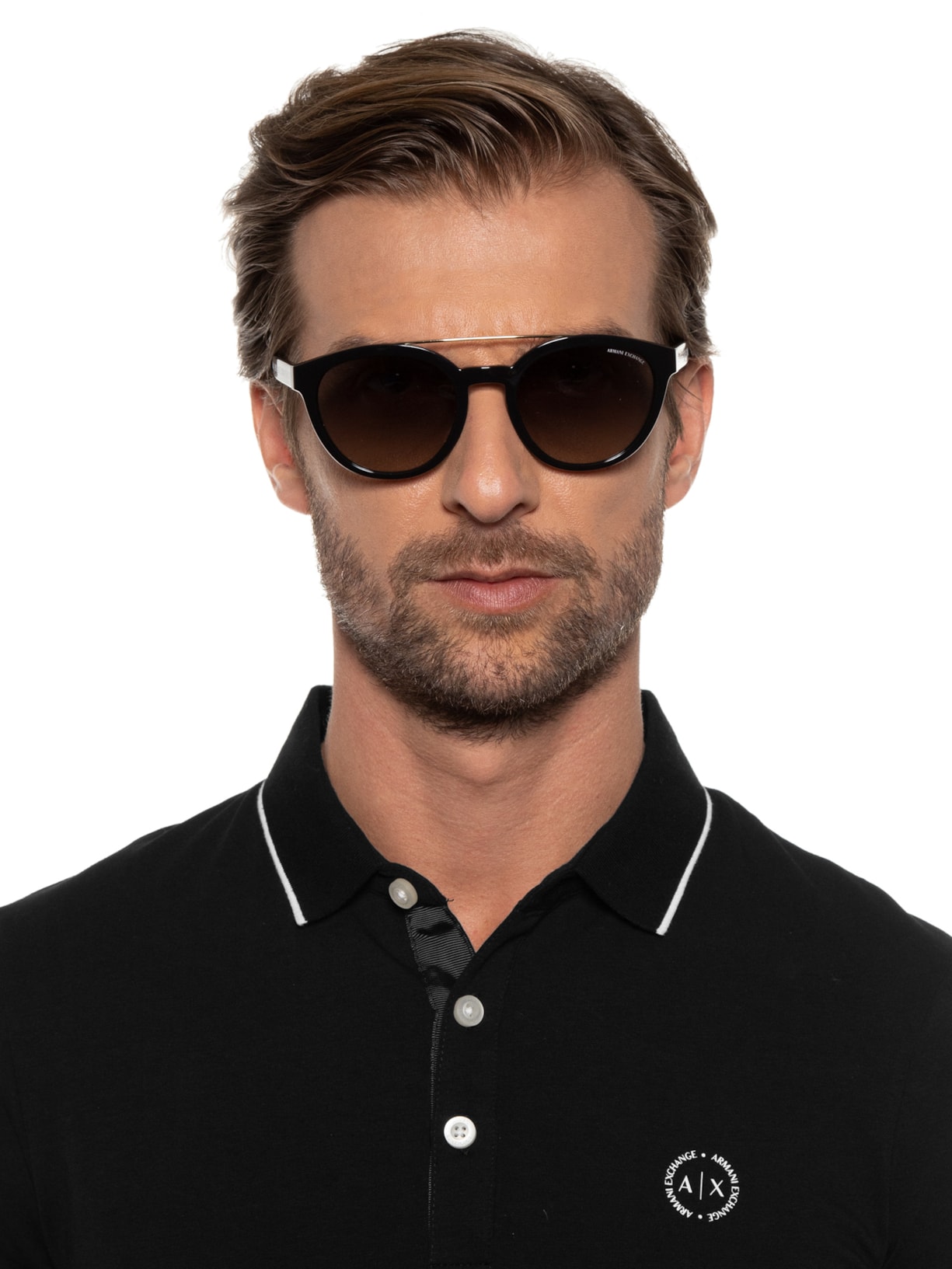 óculos De Sol Masculino Redondo Preto Armani Exchange