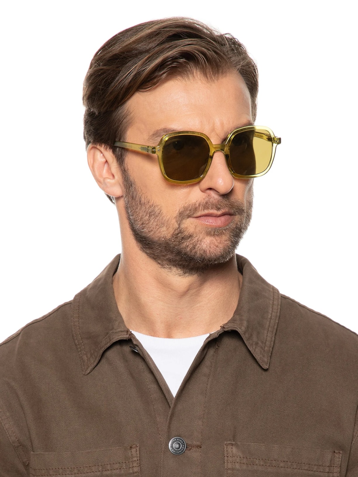 Óculos De Sol Unissex #Office Golden Oversize Square Amarelo Izipizi