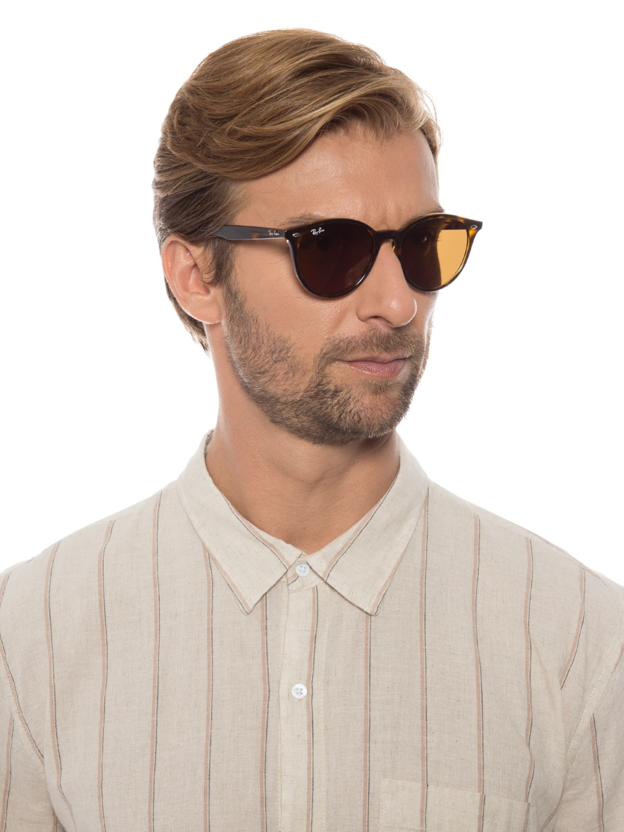 Óculos De Sol Unissex Redondo Marrom Ray-ban