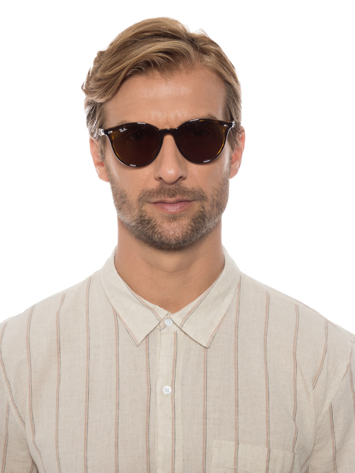 Óculos De Sol Unissex Redondo Marrom Ray-ban