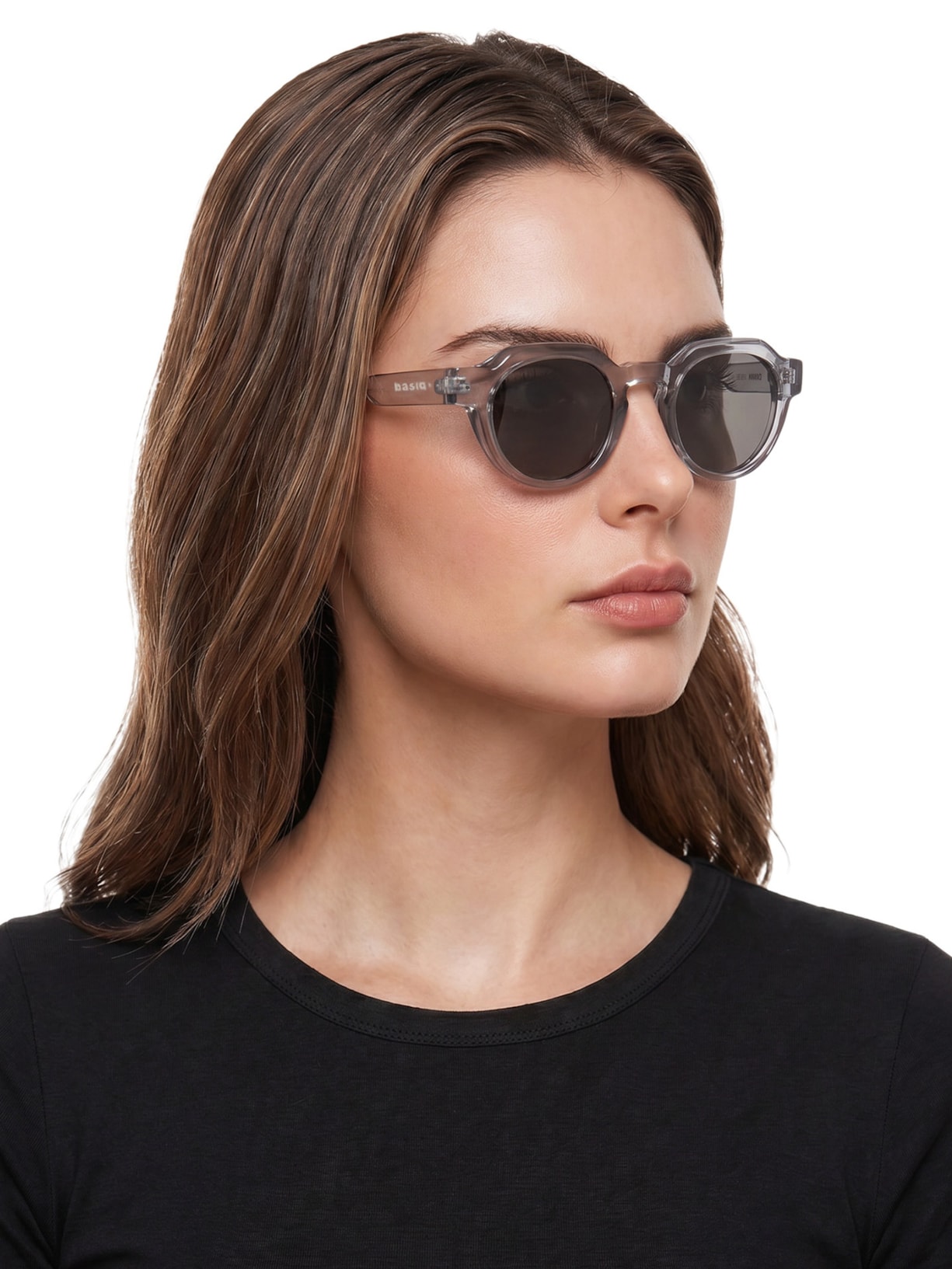 Óculos Feminino Redondo Transparente Cinza Basiq