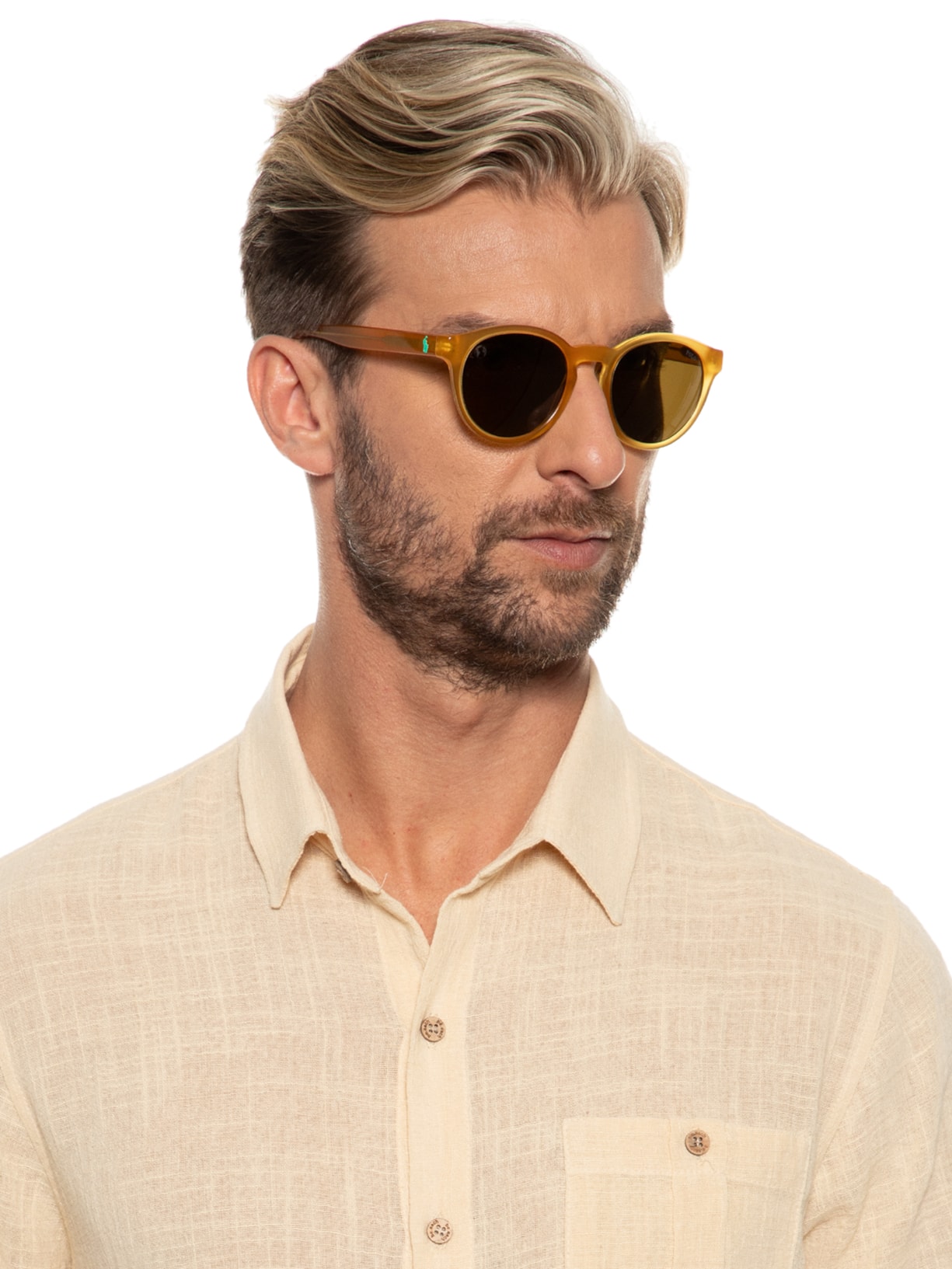 óculos Masculino Transparente Amarelo Polo
