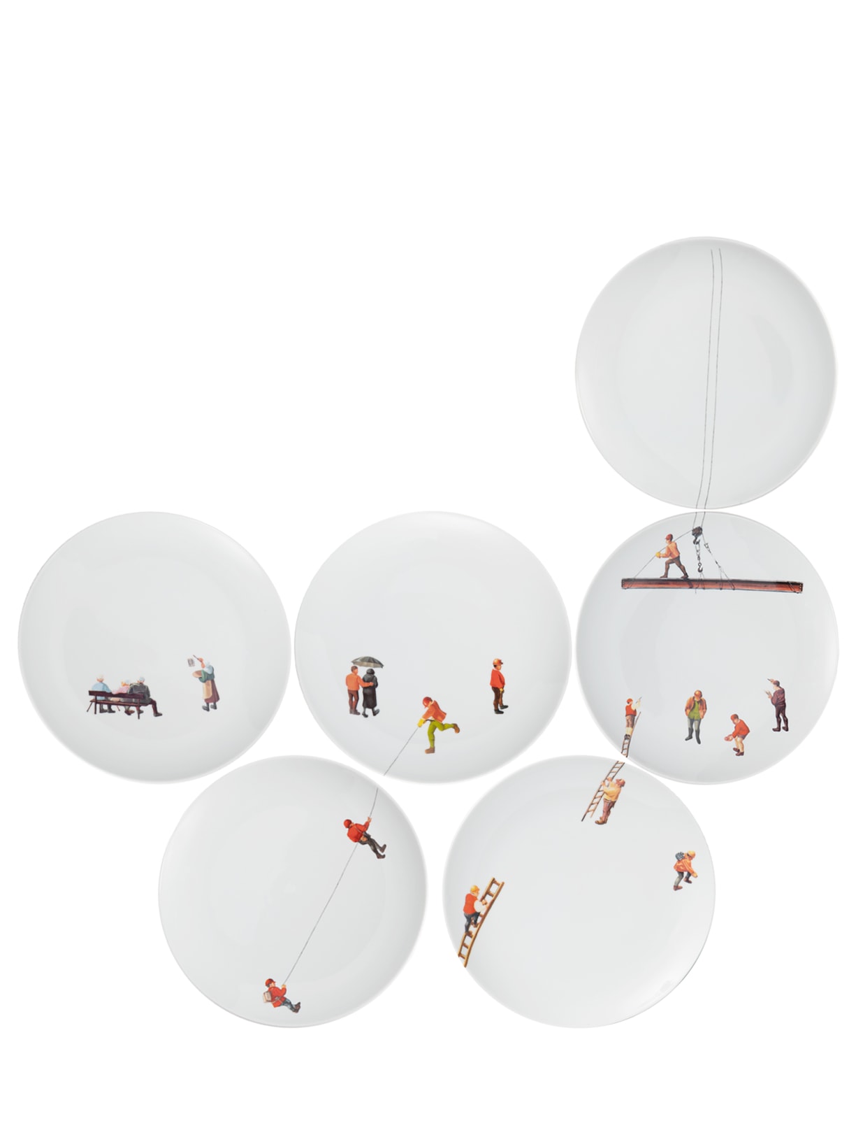 Painel De Pratos Decorativos Cotidiano 6 Unidades - Branco