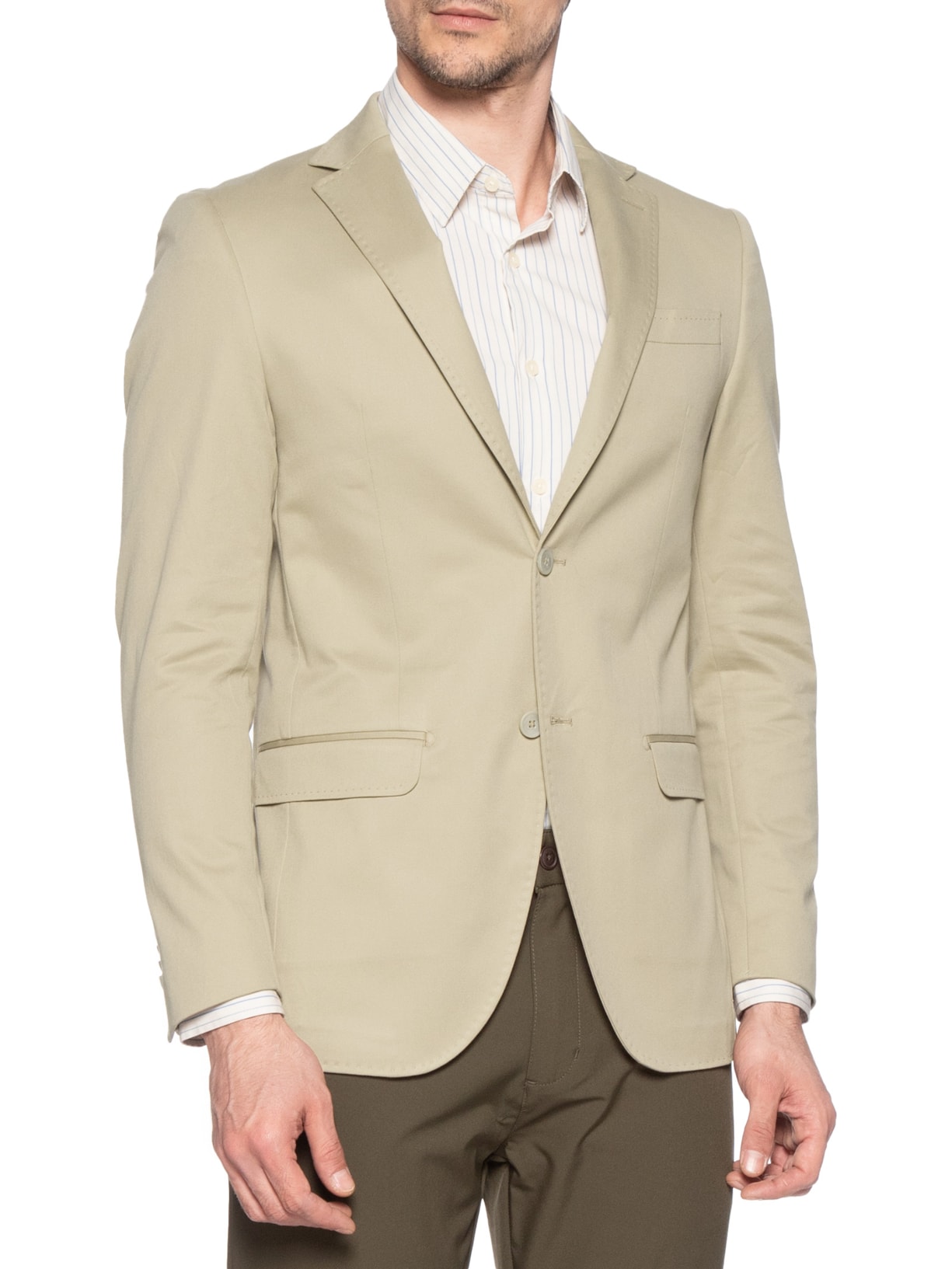 Paletó Masculino Algodão Com Elastano Sem Forro Bege Paramount Alfaiataria