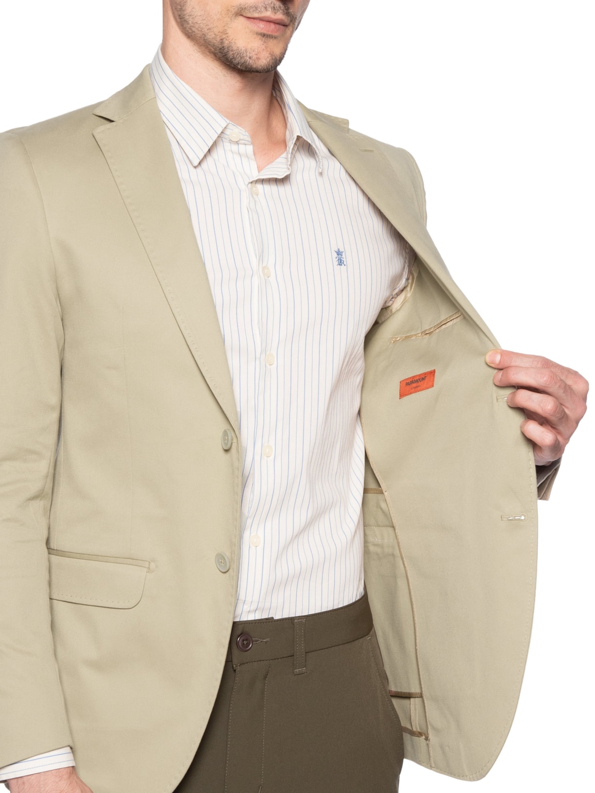 Paletó Masculino Algodão Com Elastano Sem Forro Bege Paramount Alfaiataria