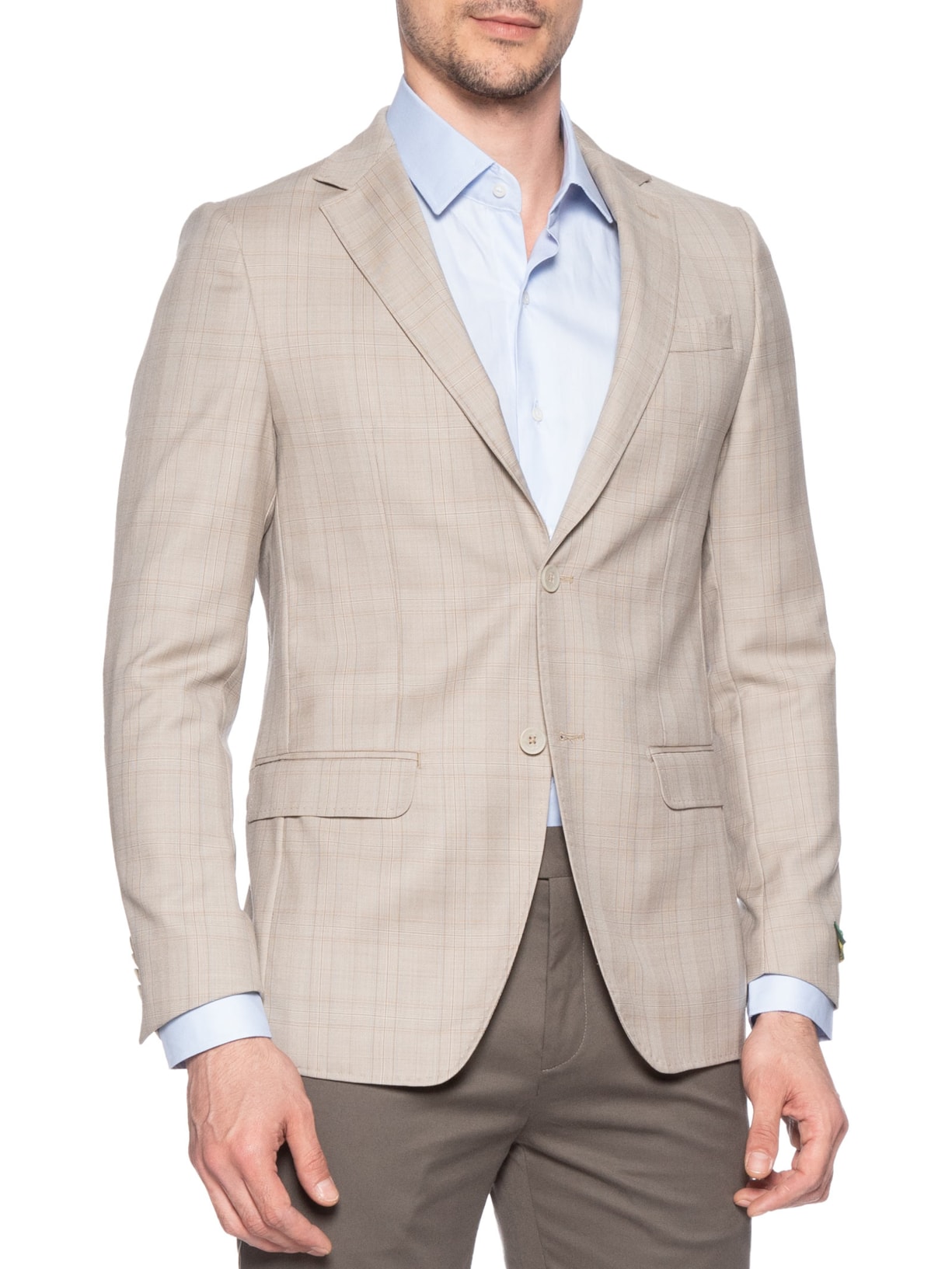 Paletó Masculino Super 120 Padronado Sem Forro Bege Paramount Alfaiataria