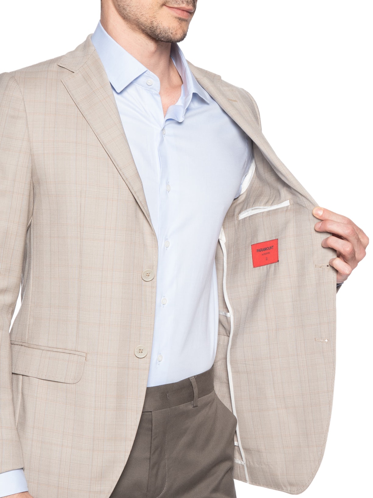Paletó Masculino Super 120 Padronado Sem Forro Bege Paramount Alfaiataria