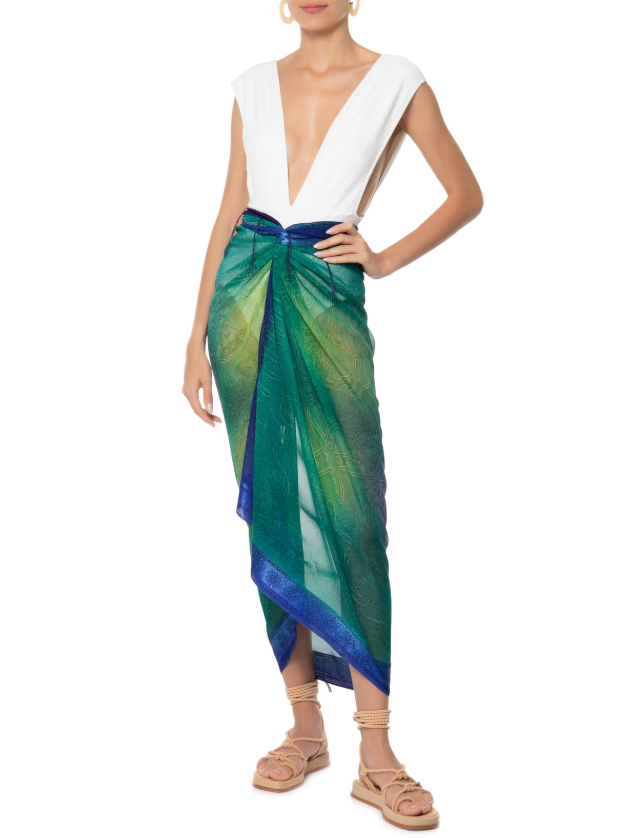 Panneaux Chiffon Jacquard Verde '2Essential