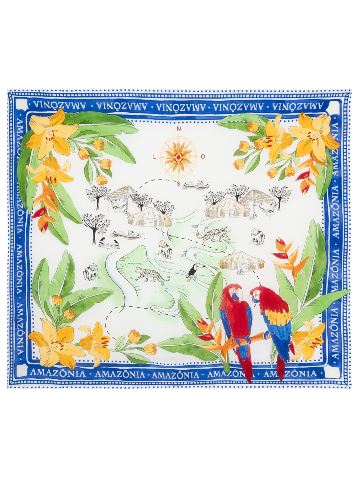 Panneaux Lenço Destino Tropical - Azul