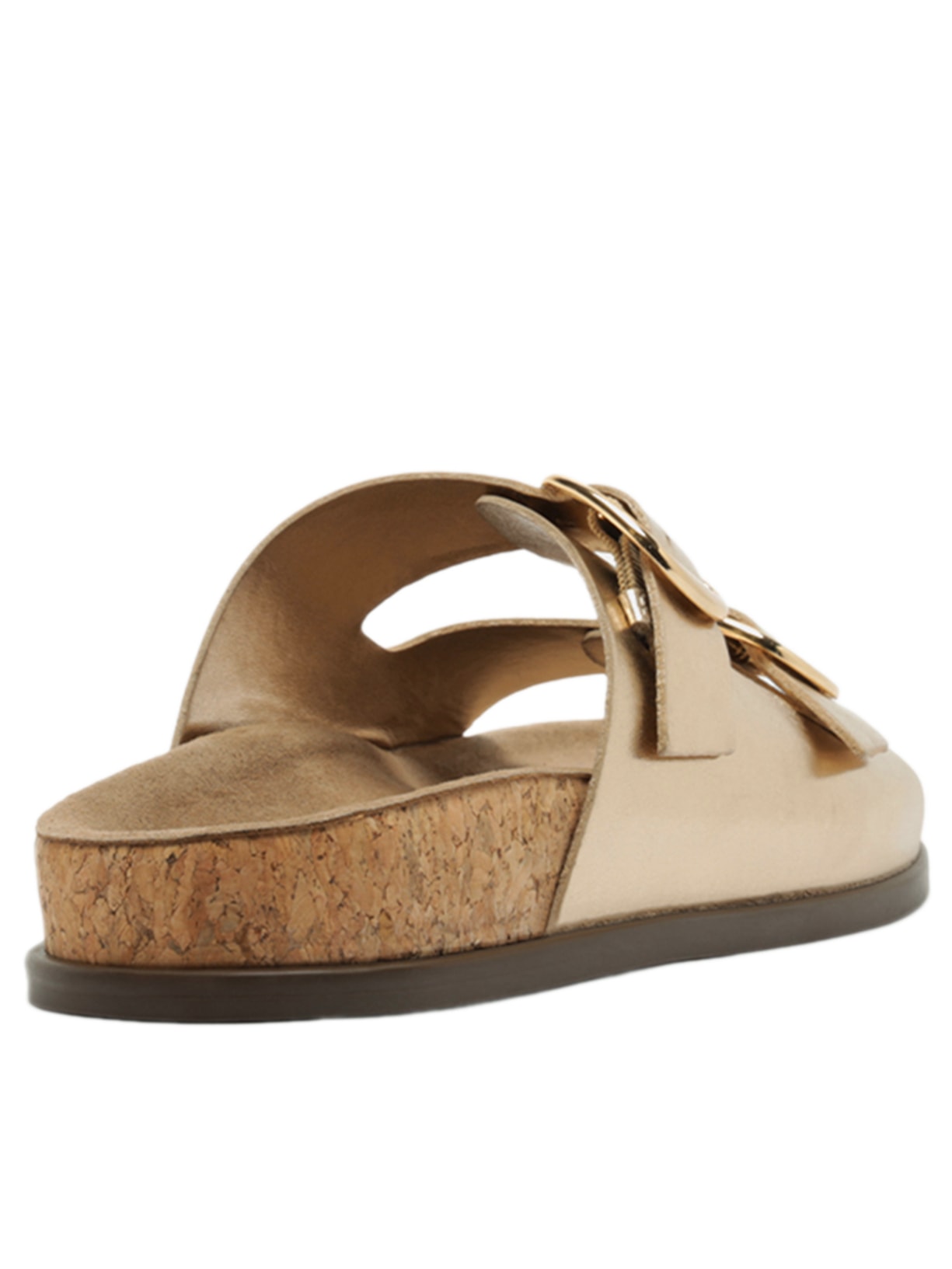 Papete Feminina Couro Fivelas Dourado Arezzo