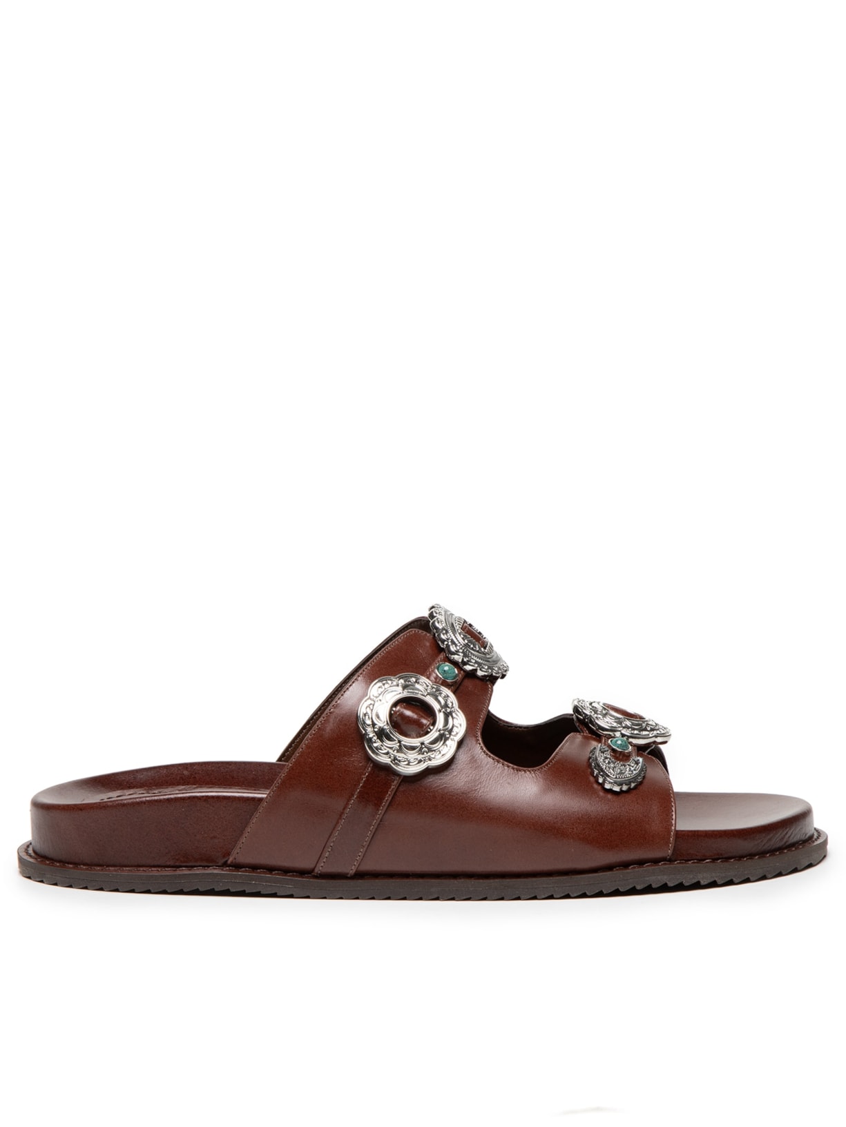 Papete Feminina Em Couro Com Metais E Pedras - Marrom