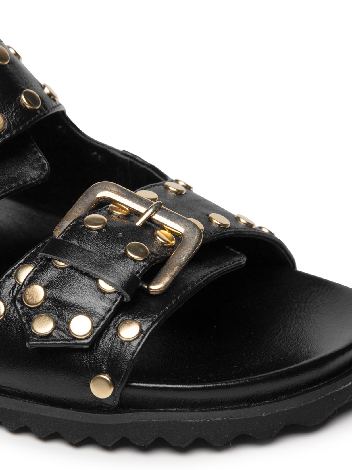 Papete Feminina em Couro com Tachas Preto Market 33