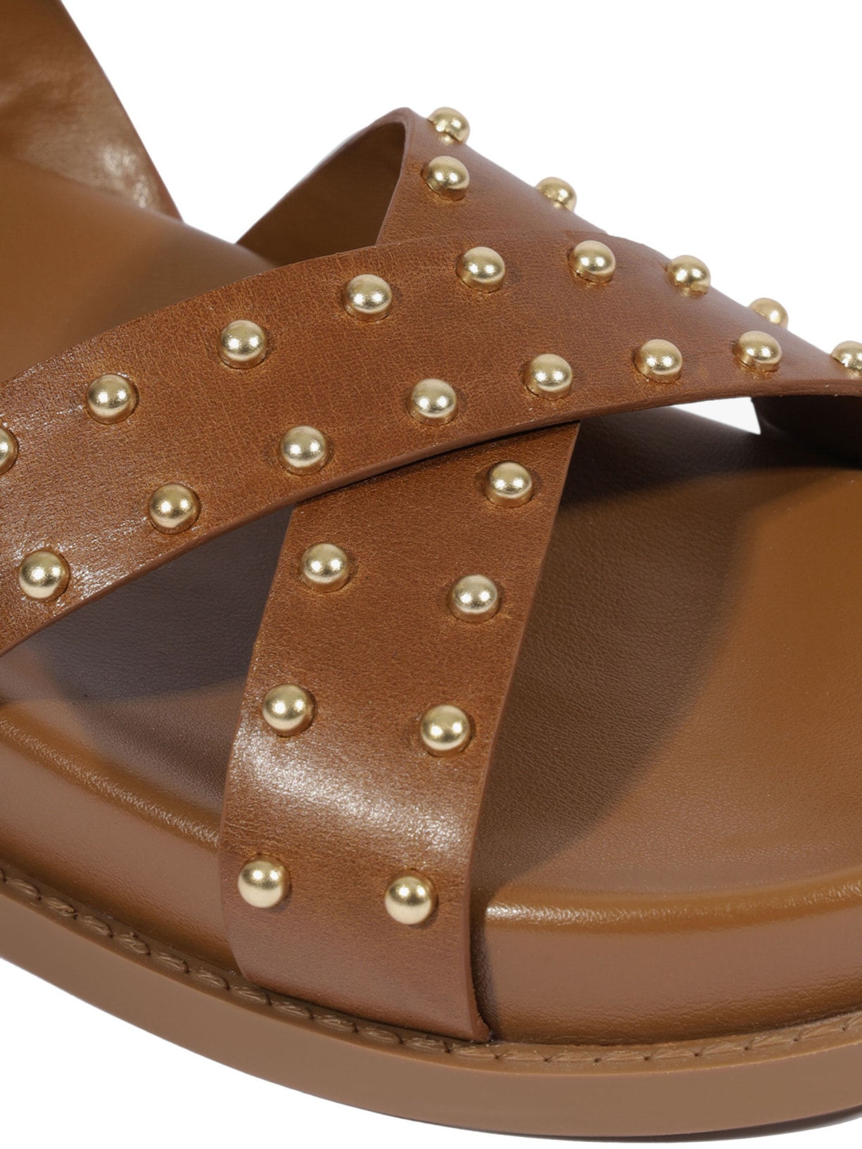Papete Feminina Flatform Fivela Tachas Couro Marrom Schutz