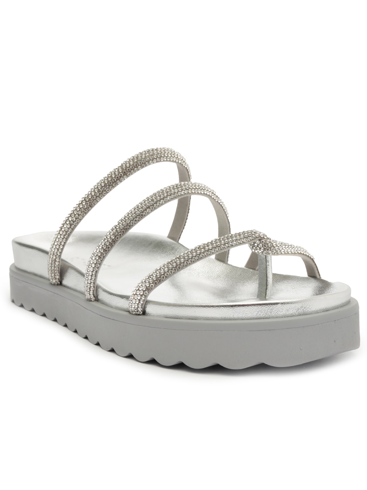 Papete Feminina Phoebe Sporty Tratorada Brilho Prateado Schutz