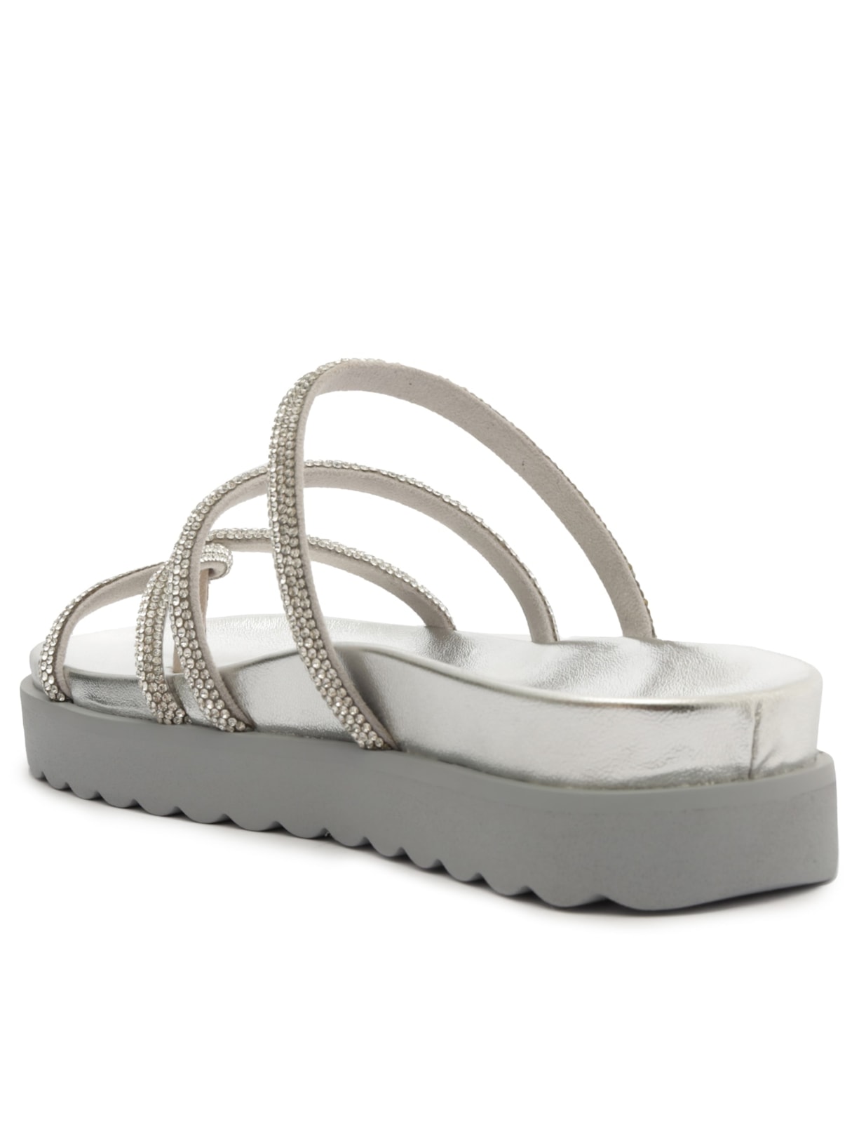 Papete Feminina Phoebe Sporty Tratorada Brilho Prateado Schutz