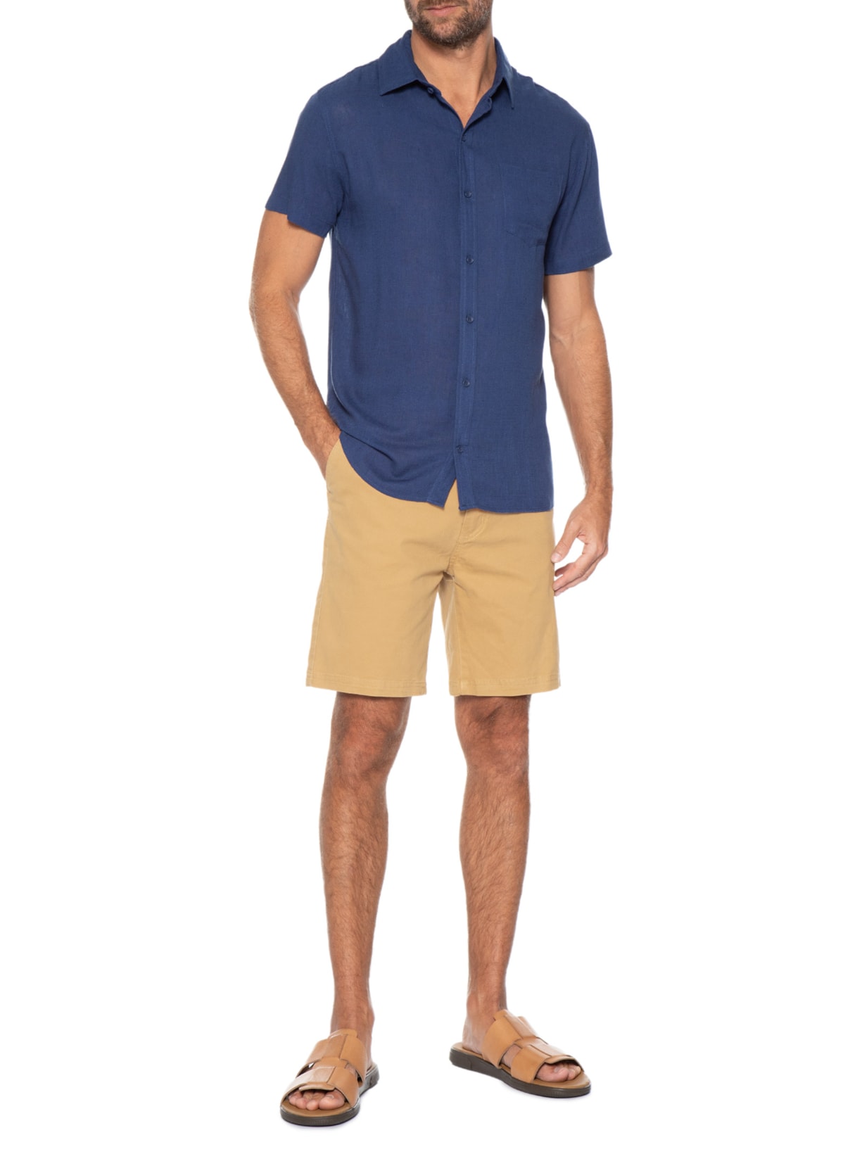 Papete Masculina Tiras Cruzadas Em Couro Bege '2 Essential