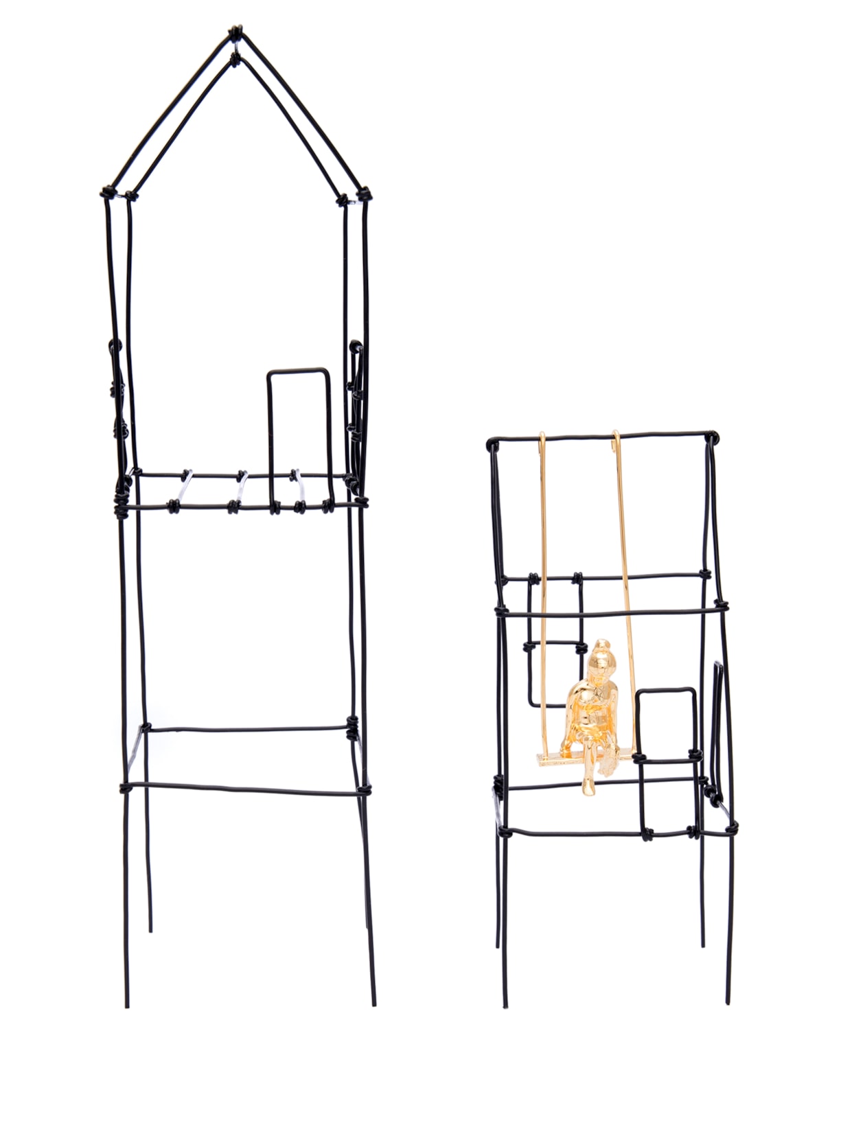 Parafita Com Menina No Balanço Em Latão 1 Peça - Preto