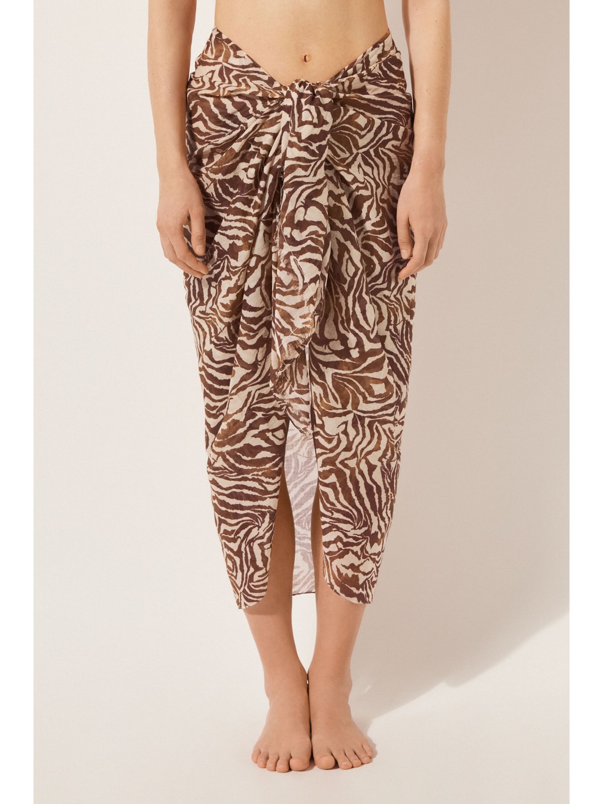 Pareô Longo Brown Zebra Marrom Calzedonia