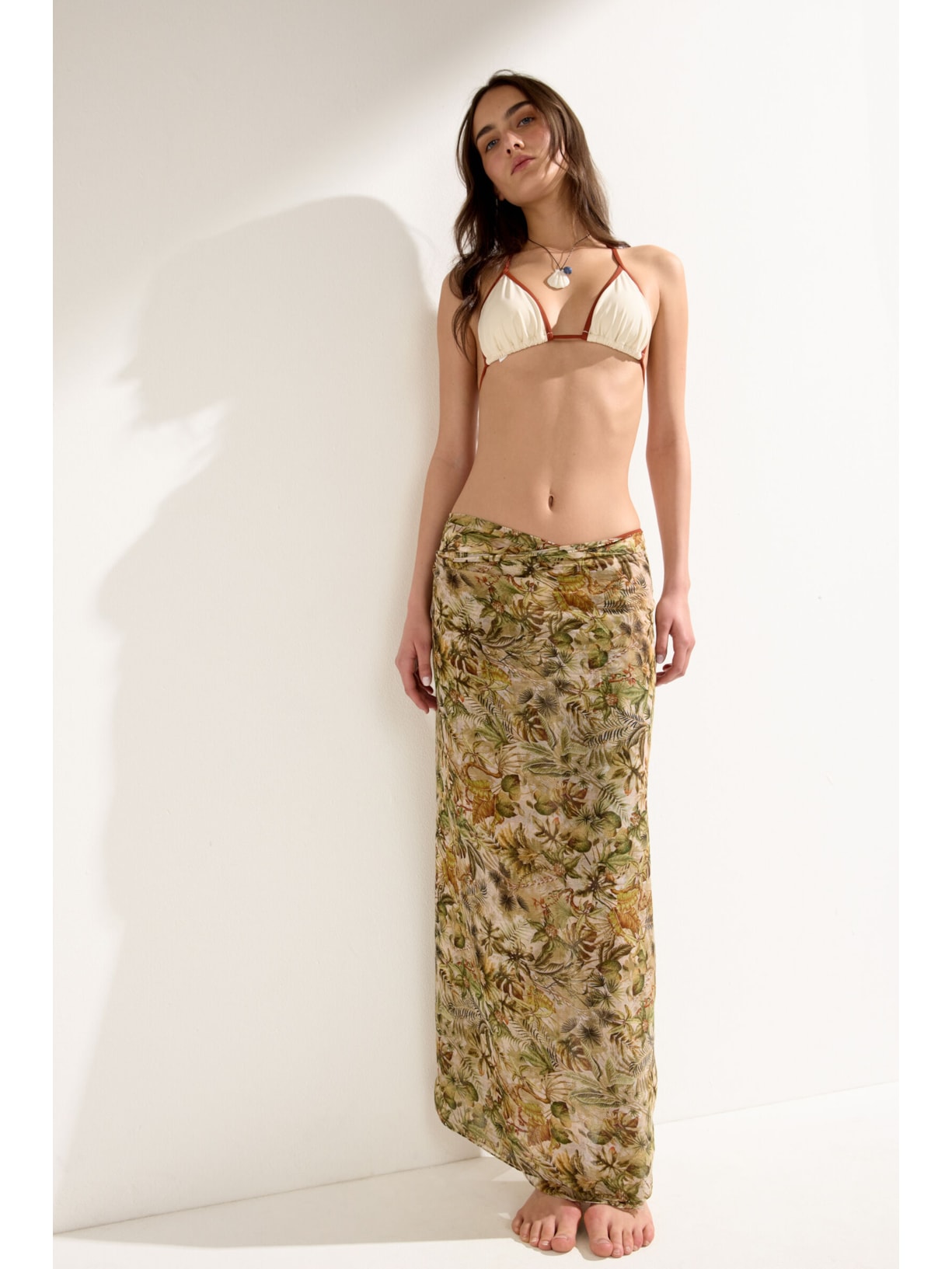 Pareô Longo Com Padrão Selva Verde Calzedonia