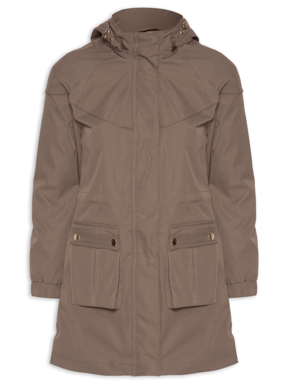 Parka Feminina Com Capuz Removível - Bege