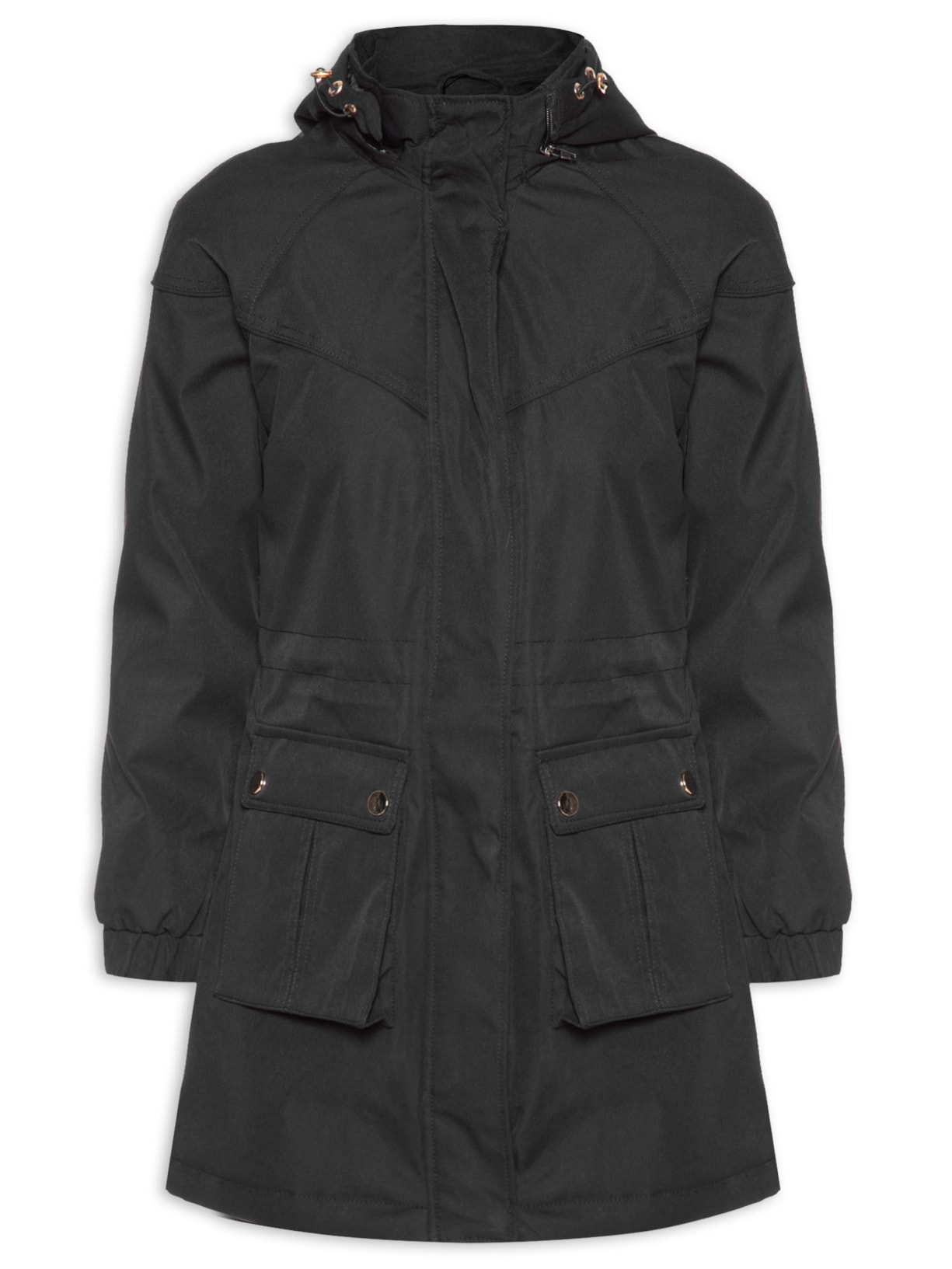 Parka Feminina Com Capuz Removível - Preto